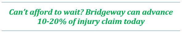 Don't wait, Bridgeway can advance you part of your injury settlement today.